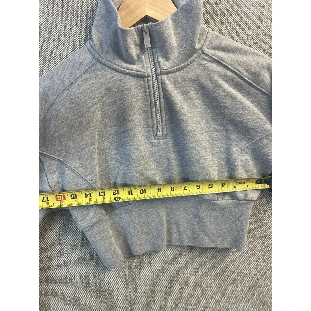 Alo Yoga Quarter Zip Sweatshirt Womens XS Grey Cropped Mock Neck Pullover